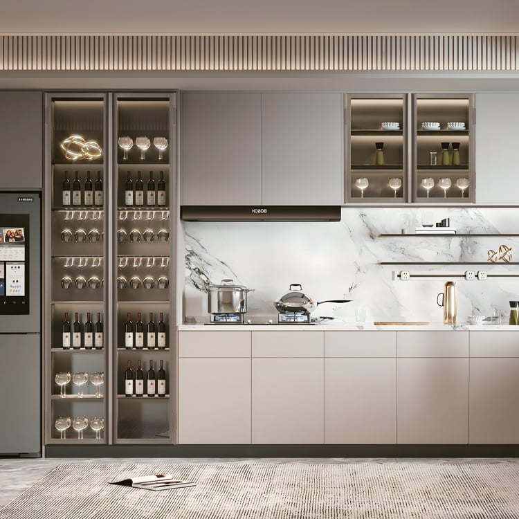 270° Free-Stop Hidden-Frame Wine Cabinet Glass Door