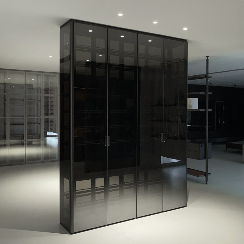 ESM005-Modern Minimalist Luxury Modular Custom Metal Aluminum Wall Mounted Glass Door Wine Storage Rack