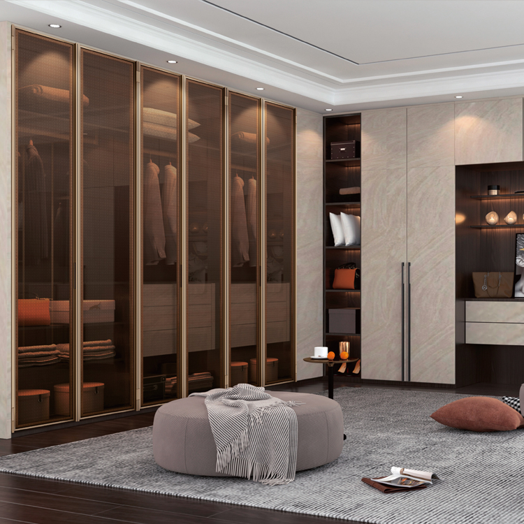 270° Free-Stop Single-Pivot Glass Wardrobe Door