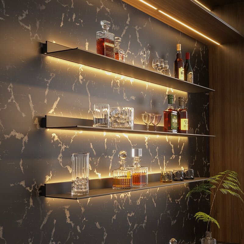 ESM008-Wall Mount Floating Shelf Modern Minimalist Luxury Modular Custom Metal Aluminum With Led Light