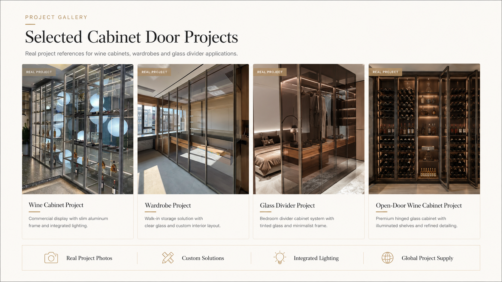 Selected aluminum framed glass cabinet door projects