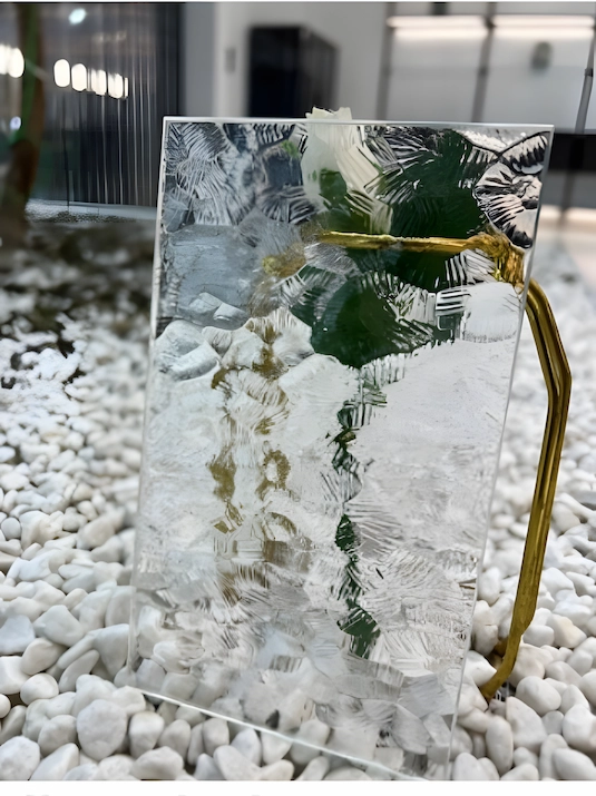 Silver Ripple patterned glass sample
