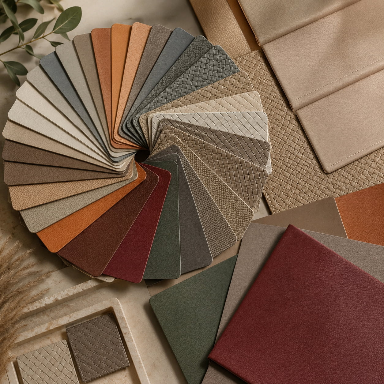 ESM leather colors and texture sample board