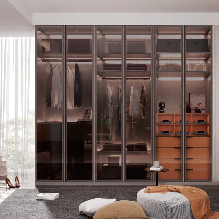 270° Hidden-Edge Mesh Glass Wardrobe Door