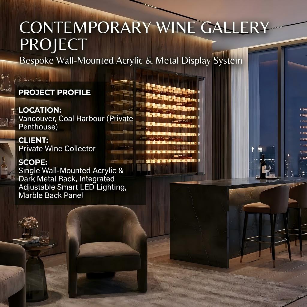 Custom Wall-Mounted Acrylic Wine Display with LED