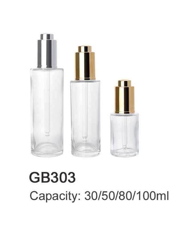 gb303 high quality factory direct wholesale glass dropper bottles 30ml sizes transparent oil containers with pump sprayer seal-1