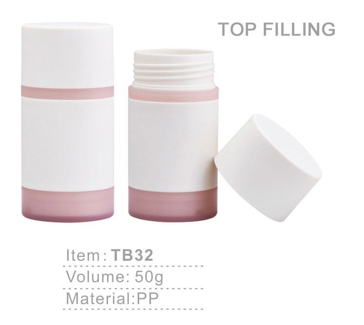 tb32 pp top filled deodorant sunscreen cream face eye cream 50g white pink twist up deodorant stick container deodorant packaging-1