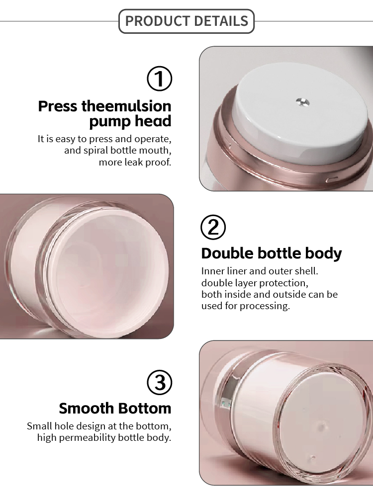 BA09 Refillable Moisturizer Container Acrylic Airless Pump Cream Jar,airless Facial Cream Jar Pump,airless Twist Pump Round Jar factory