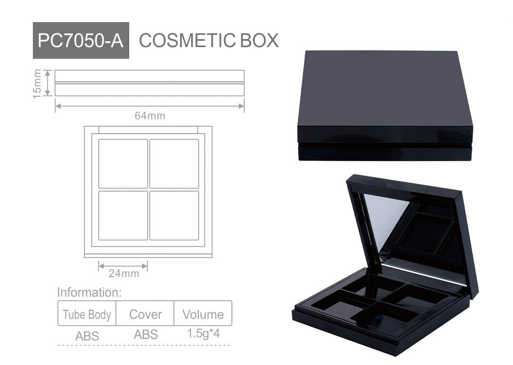 pc7050 a fashion color eyeshadow  blush palette case with mirror  custom multi pan cosmetic packaging for makeup brands oem manufacturer-1