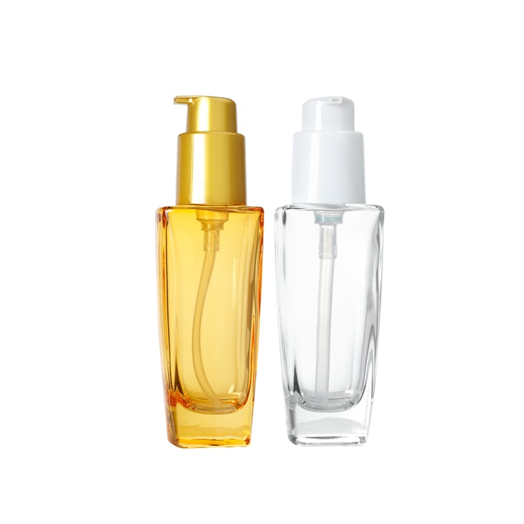 GB128 Hurtowe 50 ml kwadratowe butelki szklane na płynny podkład kosmetyczny, puste szklane butelki kosmetyczne na lotion