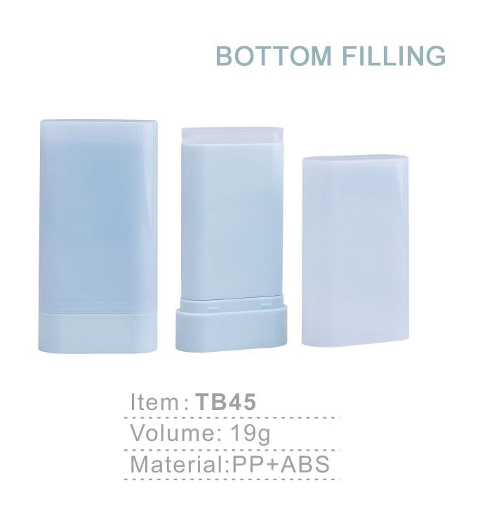 tb45 factory 19g flat shaped sun protection stick bottle for skincareblue color bottom filling deodorant container 19g-1