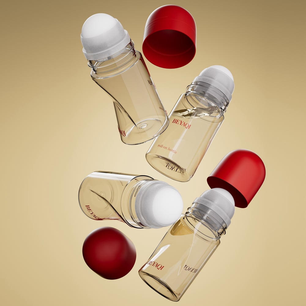 B3001 Personal Care PET 75ml Cylindrical Roller Bottle Antiperspirant Plastic Cosmetic Essential Oil Roll on Deodorant Bottle