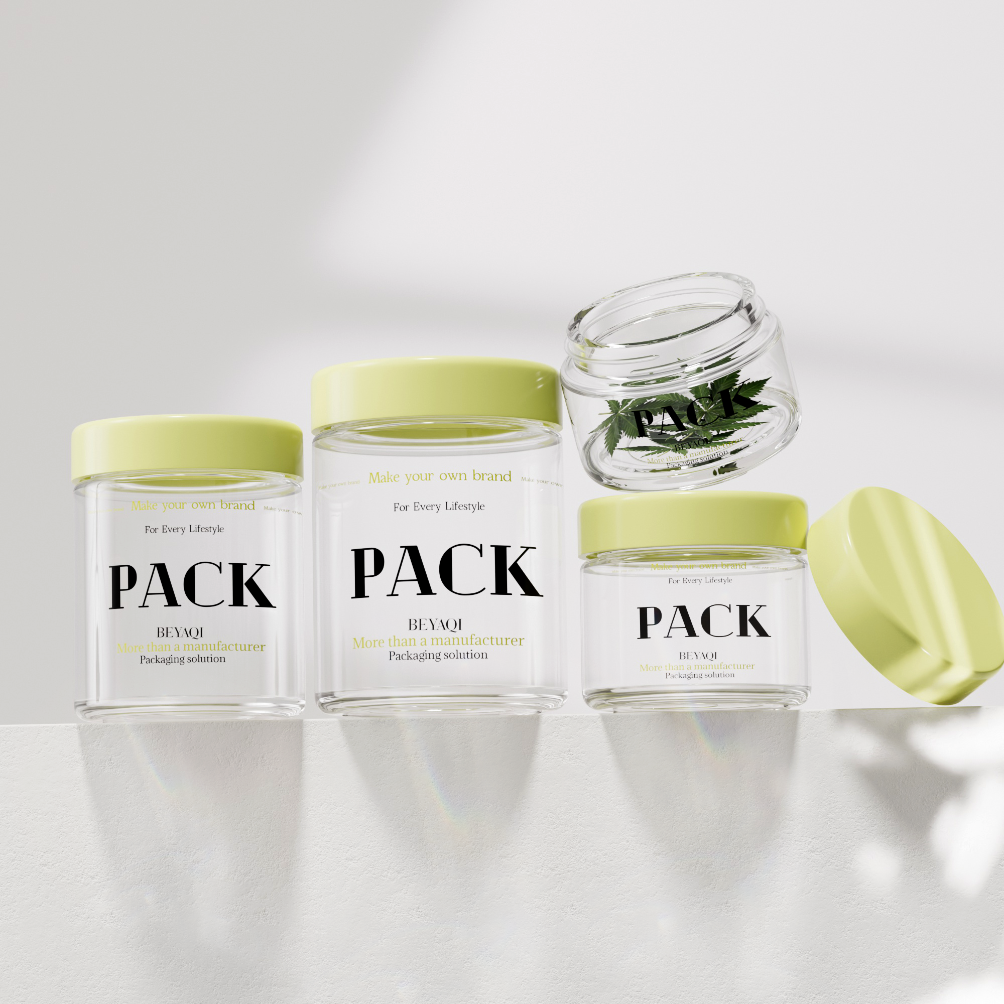 GB209 Custom Packaging Printed 30ml 50ml 80ml 100ml Smell Proof Jar Straight Sided Glass Jars Child Resistant Glass Jar With CRC Lid details