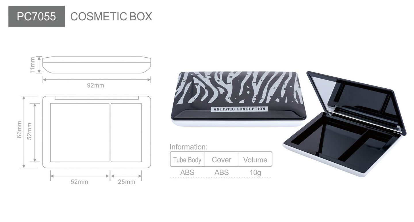 pc7055 rectangle eyeshadow case with mirror  fashion cosmetic compact packaging for eyeshadow blush  highlight oem manufacturer-1