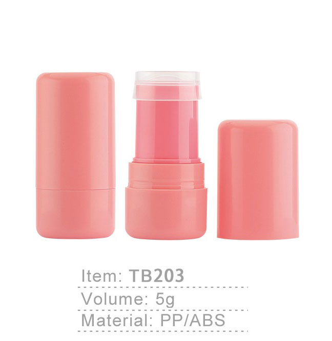 tb203 new lip and cheek dual purpose pocket blush cream stick wrapping material 5g lipstick tube rotating empty pink tube-1