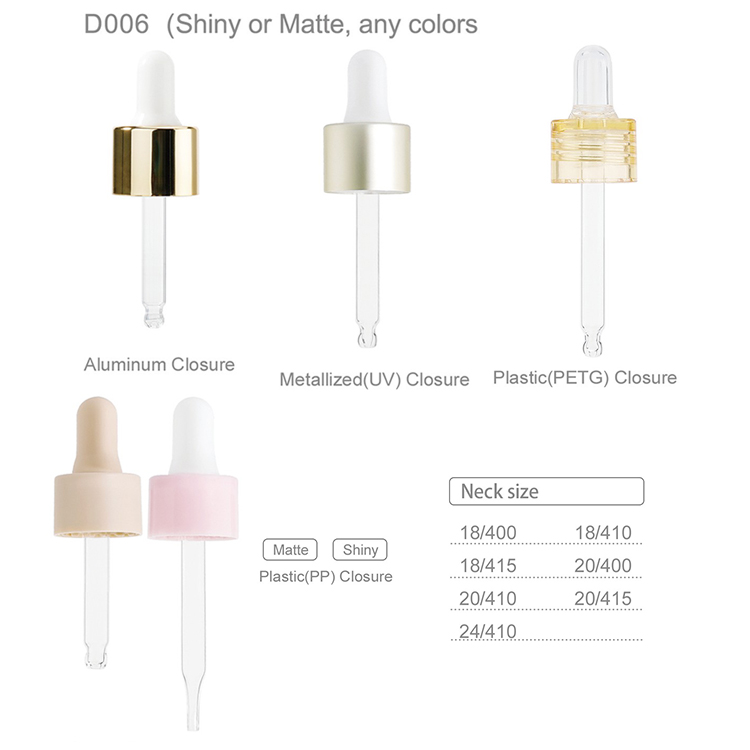 D006 Groothandel cosmetische glazen pipet essentiële oliefles met rubberen pipet voor persoonlijke verzorging en huidverzorging