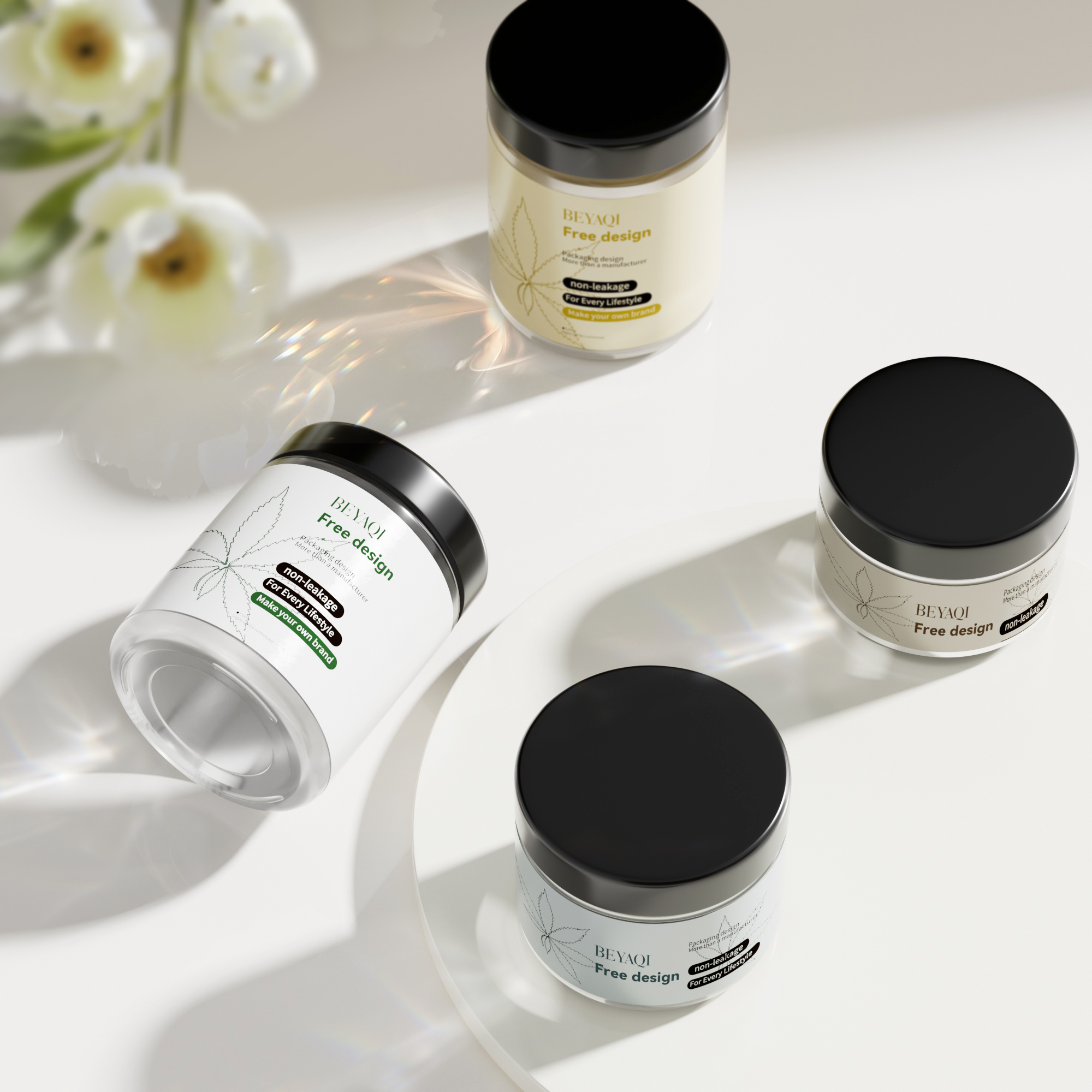 GB209 Custom Packaging Printed 30ml 50ml 80ml 100ml Smell Proof Jar Straight Sided Glass Jars Child Resistant Glass Jar With CRC Lid supplier