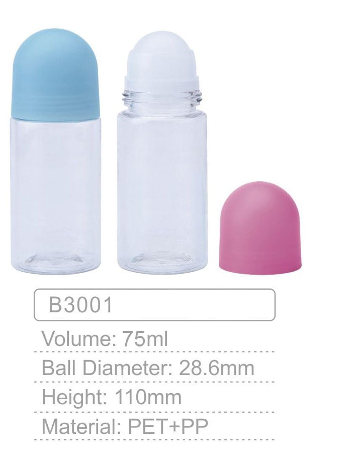 b3001 personal care pet 75ml cylindrical roller bottle antiperspirant plastic cosmetic essential oil roll on deodorant bottle-1