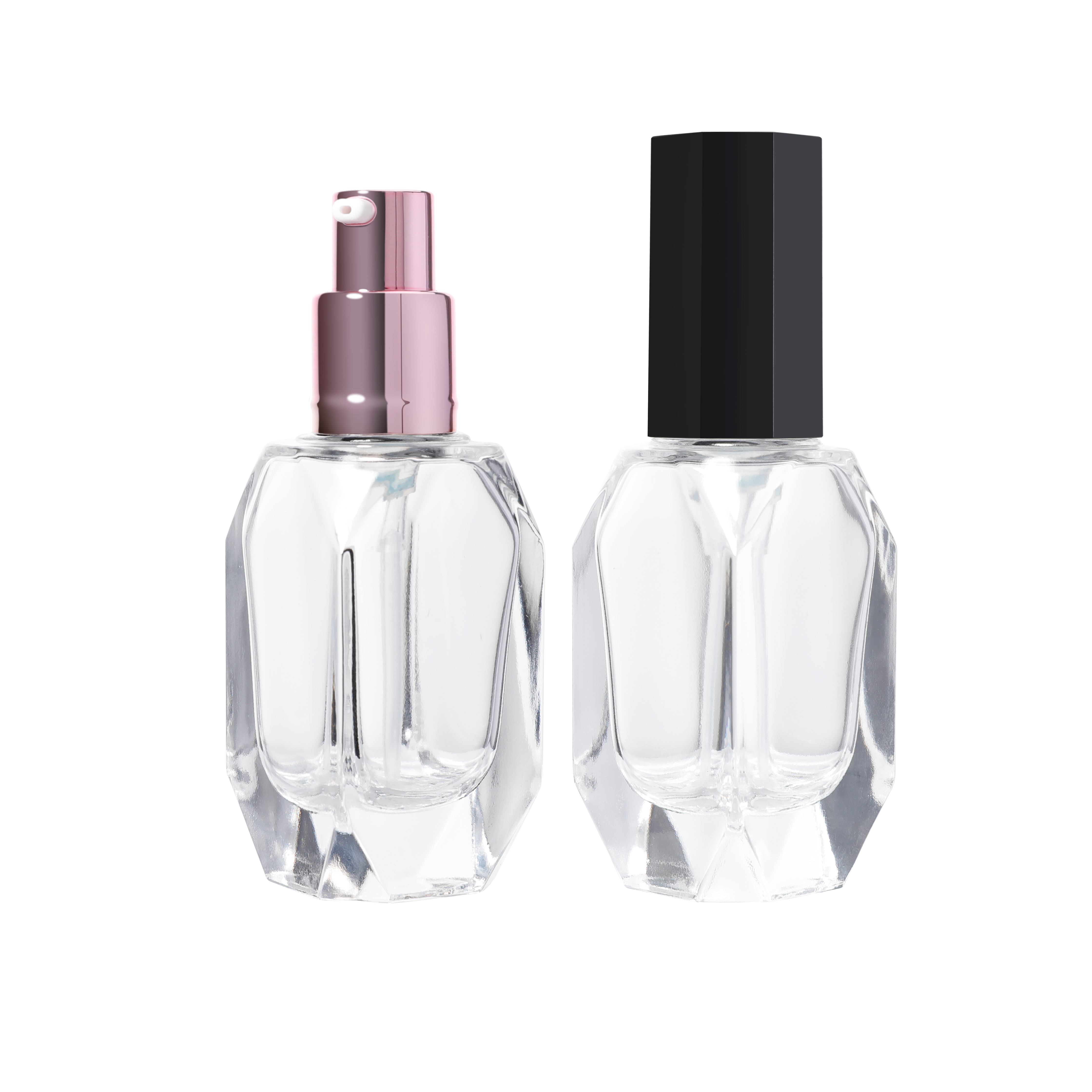 gb142 cosmetic packaging skincare care 30ml clear diamond cosmetic lotion essential oil foundation serum glass bottle-1