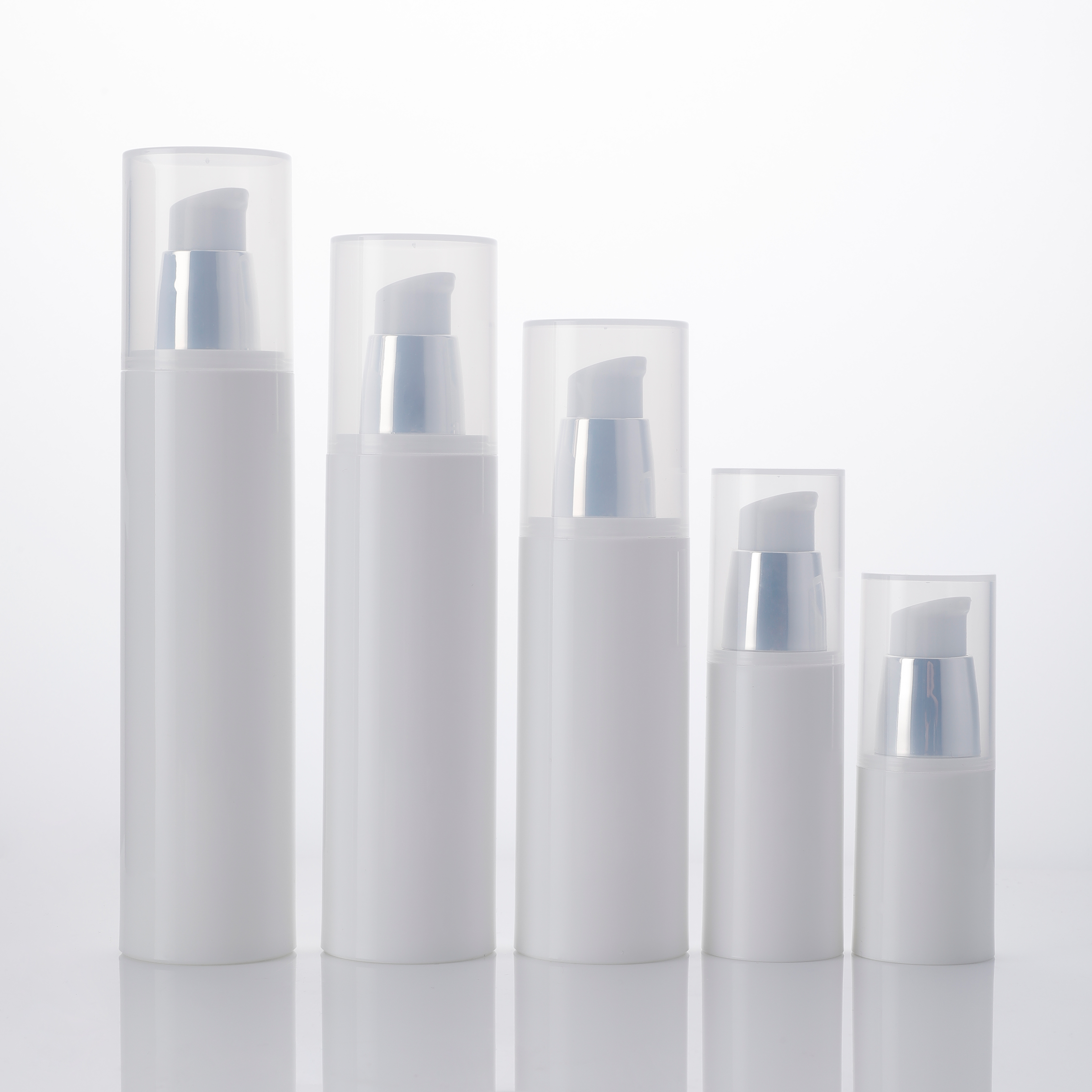 A32 Beauty Care Pasadyang logo na Plastic Airless Bottle na may Lotion, 100ml 120ml Lotion Bilog na Airless Pump Acrylic Bottles para sa Kosmetiko
