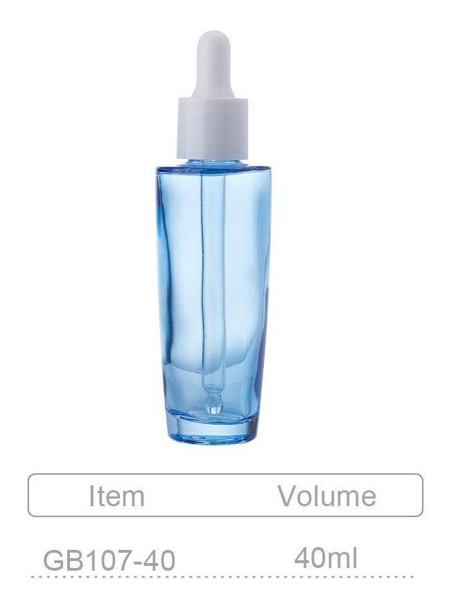 gb107 40ml flat shoulder essential oil bottlesserum liquid cosmetic blue glass dropper bottle for essential oilliquid dropper bottle-1