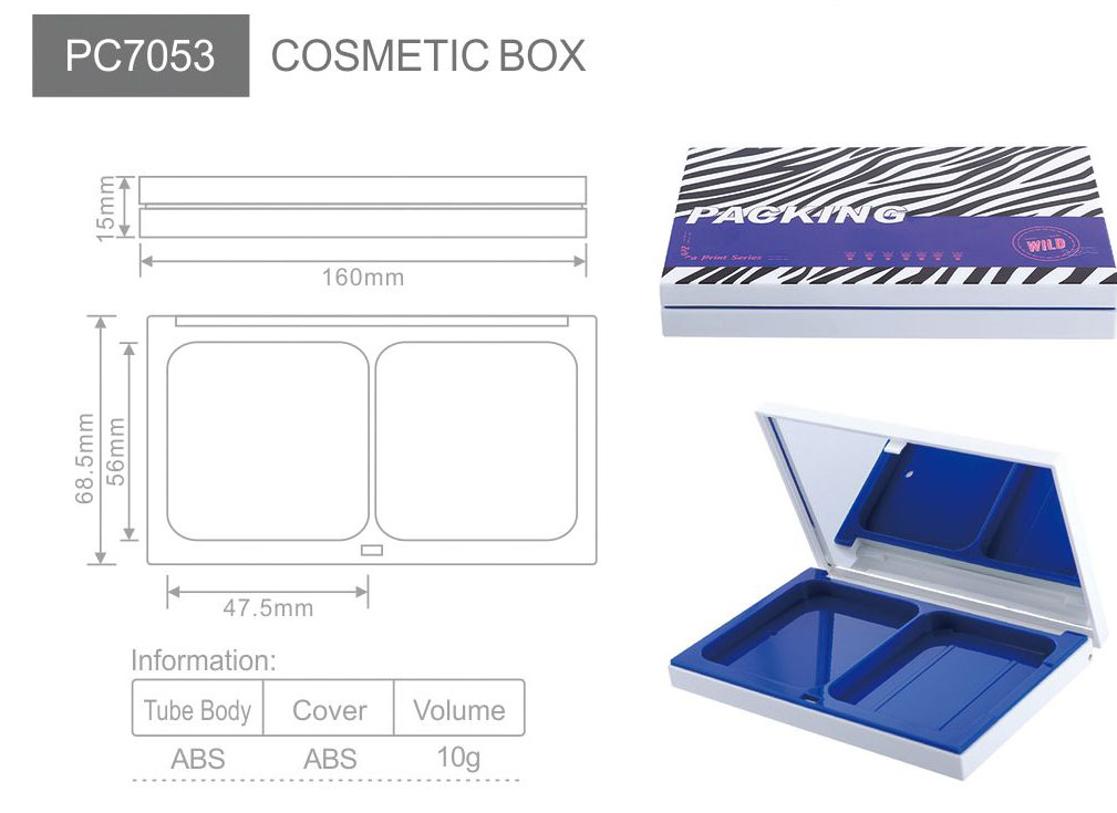 pc7053 custom square 2 color eyeshadow palette case  dual pan empty makeup packaging for eyeshadow  blush oem manufacturer-1