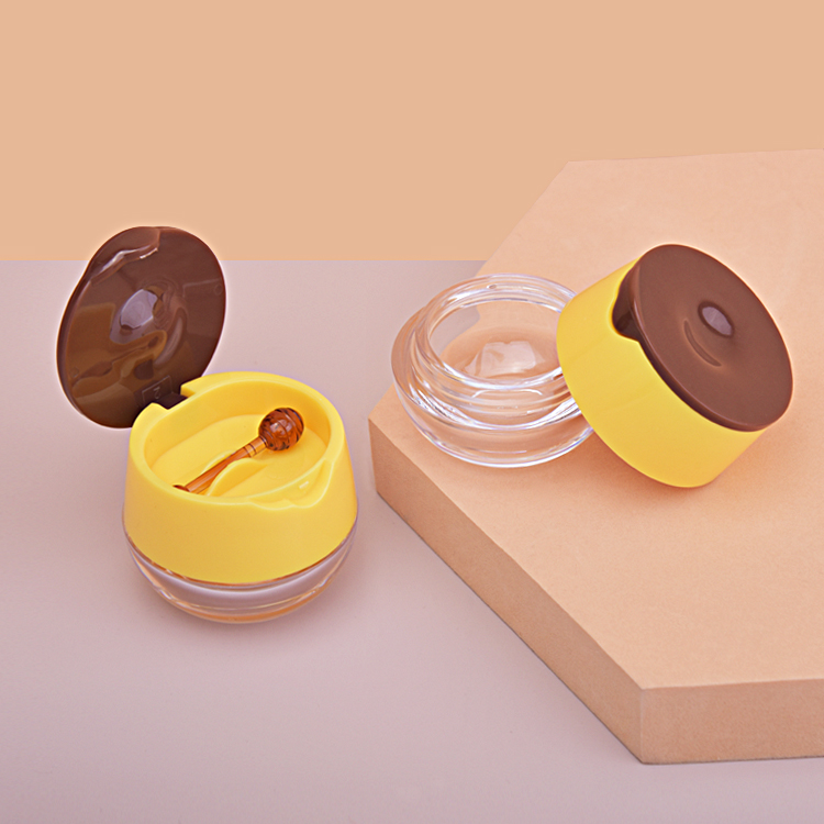 LS02 6g Unique Honey Shape Cute Design Small Lip Balm Lip Mask Scrub Container Jar With Applicator Cosmetic Plastic Jar details