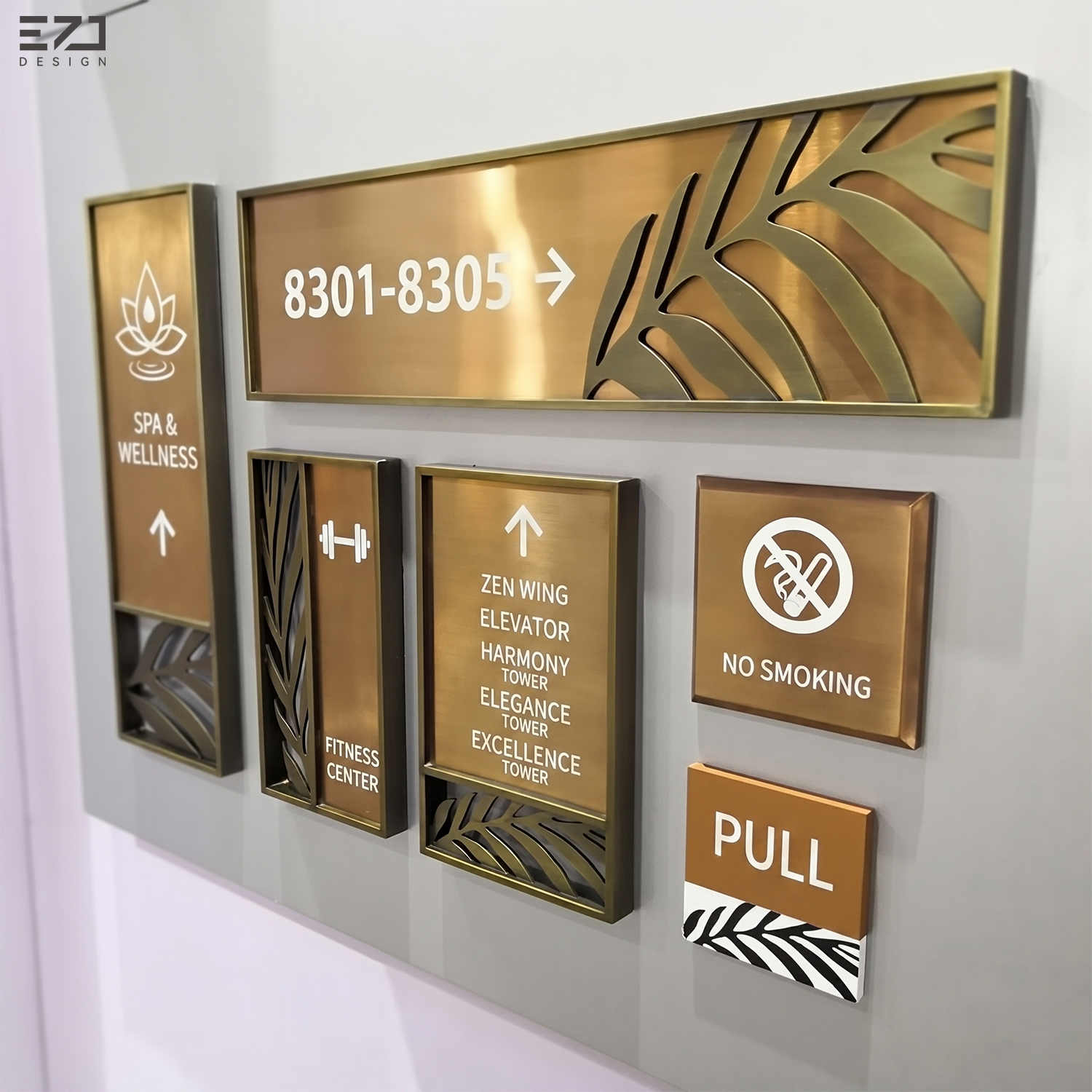 Custom Luxury LED Backlit Hotel Room Number Sign Brass Metal Wall Door Plate Luminous Wayfinding Signage