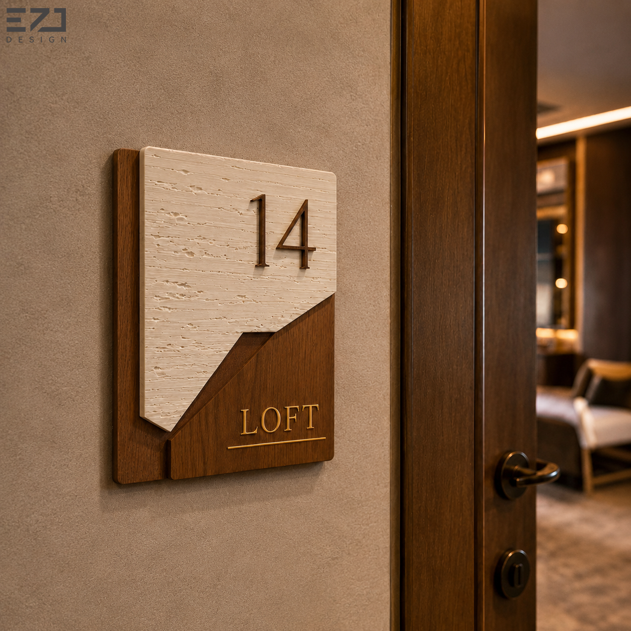 Custom Luxury Hotel Room Door Number Sign 3D Wooden Acrylic Plaque Apartment Loft Wall Mounted Wayfinding Signage