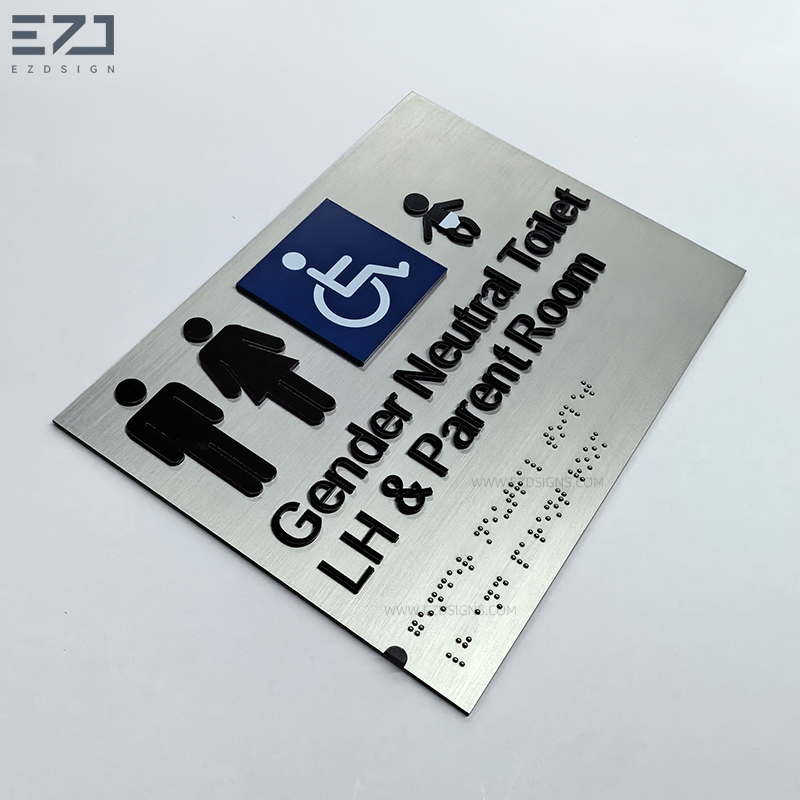 Cartello in Braille per WC in acciaio inossidabile