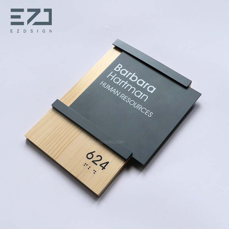Wooden office door plate