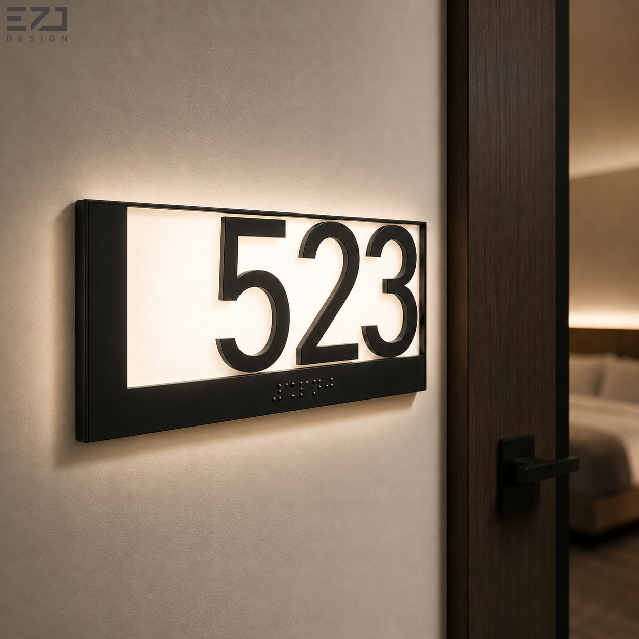 Custom LED Backlit Hotel Room Number Sign Stainless Steel Acrylic Door ...