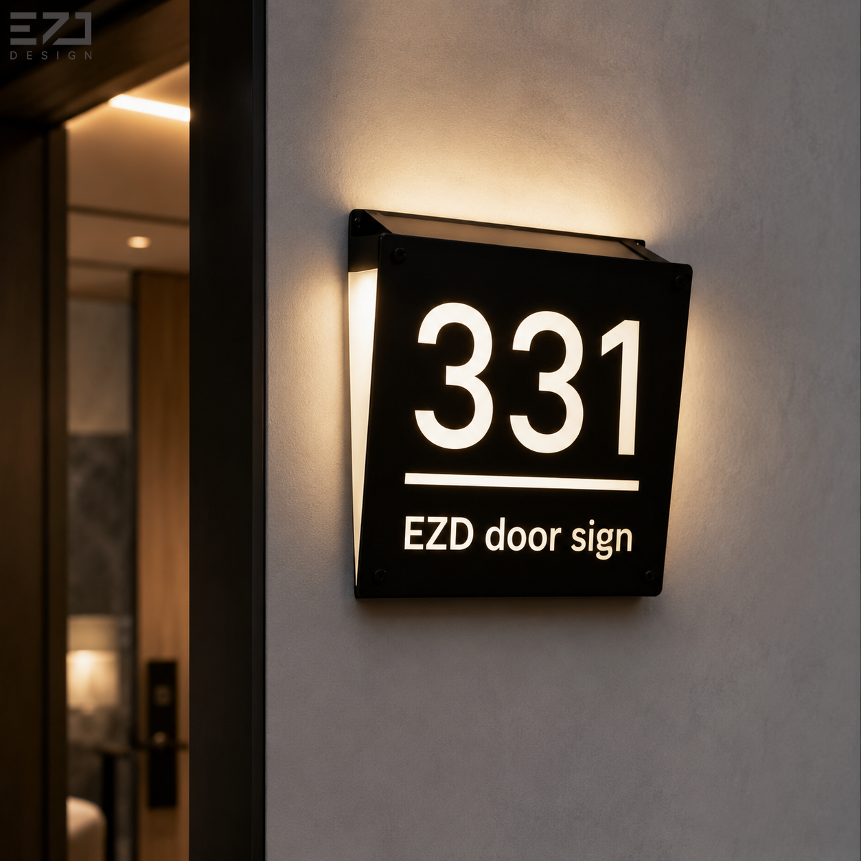 Segnale personalizzato a LED per la porta della camera d'hotel in acciaio inossidabile e acrilico, segnale illuminato con numero della stanza per hotel, appartamenti e uffici