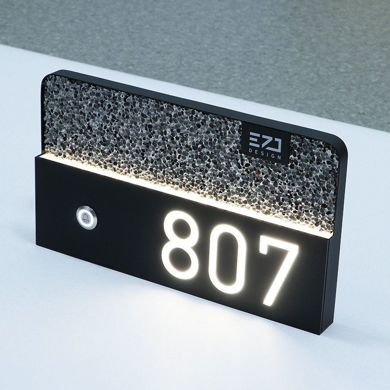 Aluminum Door Numbers with Doorbell