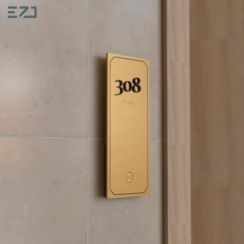 ADA Braille Hotel Door Number with Doorbell