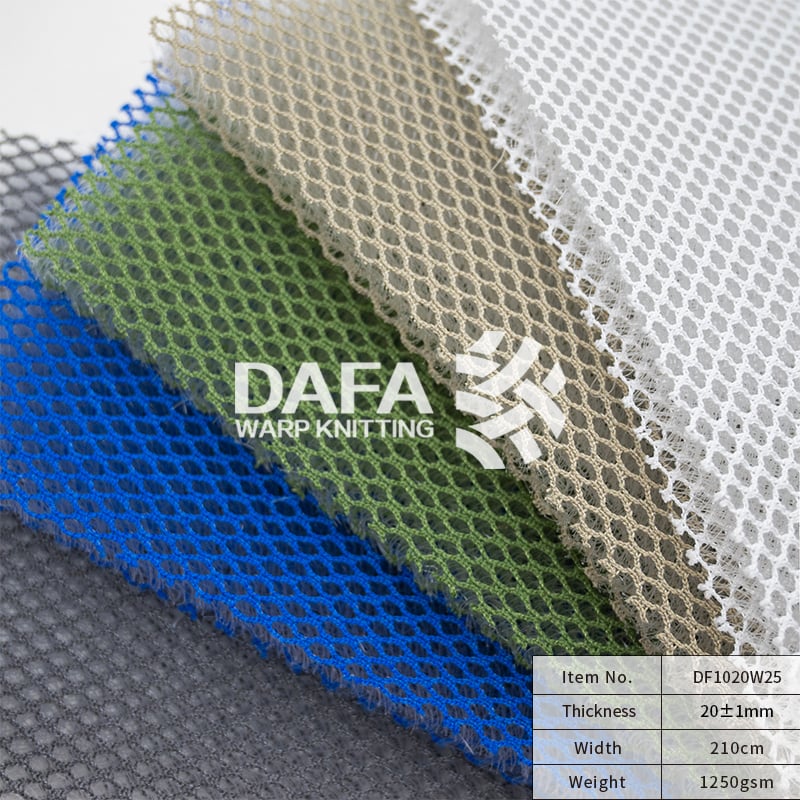 Polyester / Lycra Spacer Fabric - Firm Hand for Mattress Use Warp Knitted, 1,250 gsm, 20 mm, Dyed Hexagonal Mesh, OEKO-TEX STANDARD 100