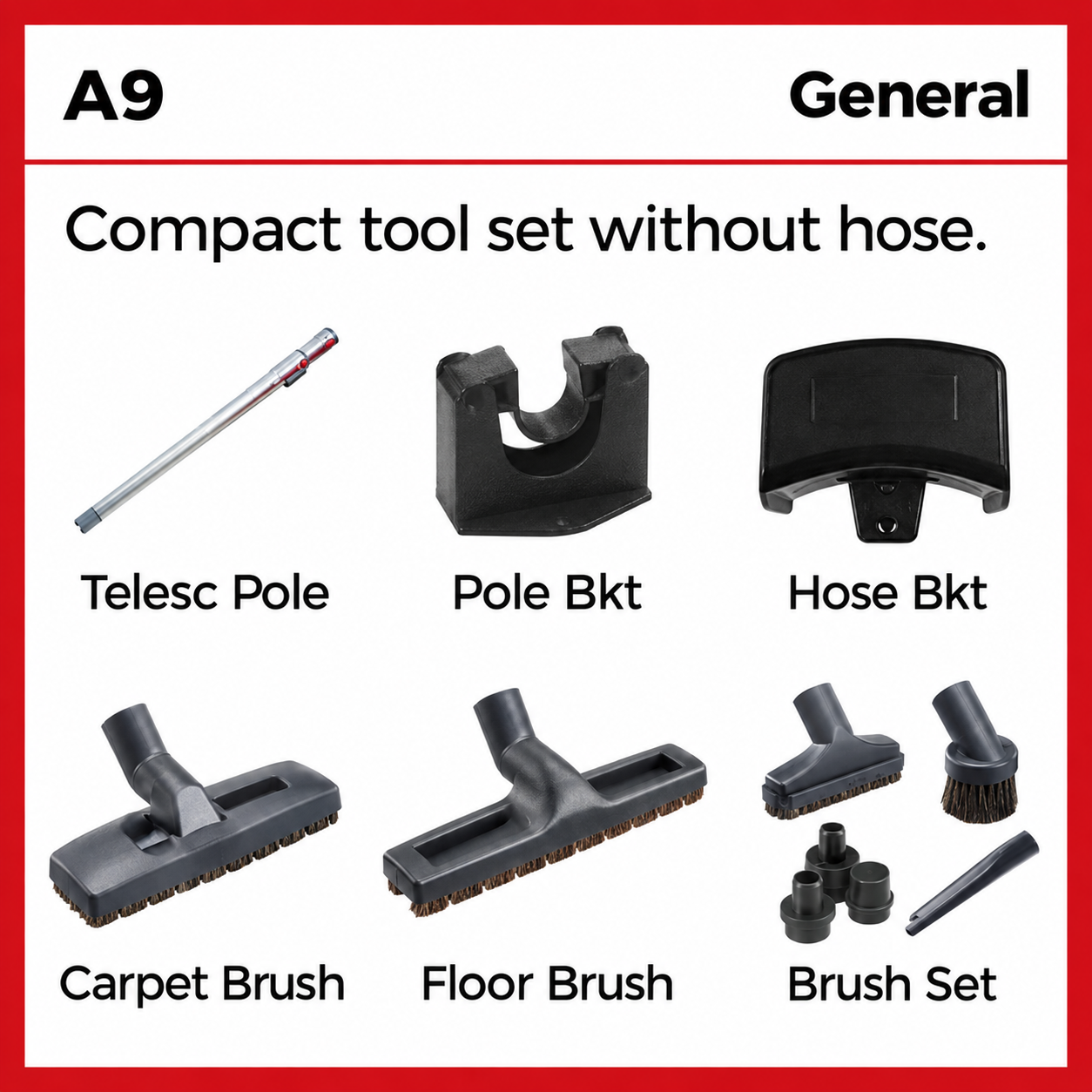 MENRED A9 Central Vacuum General Cleaning Tool Kit without Hose