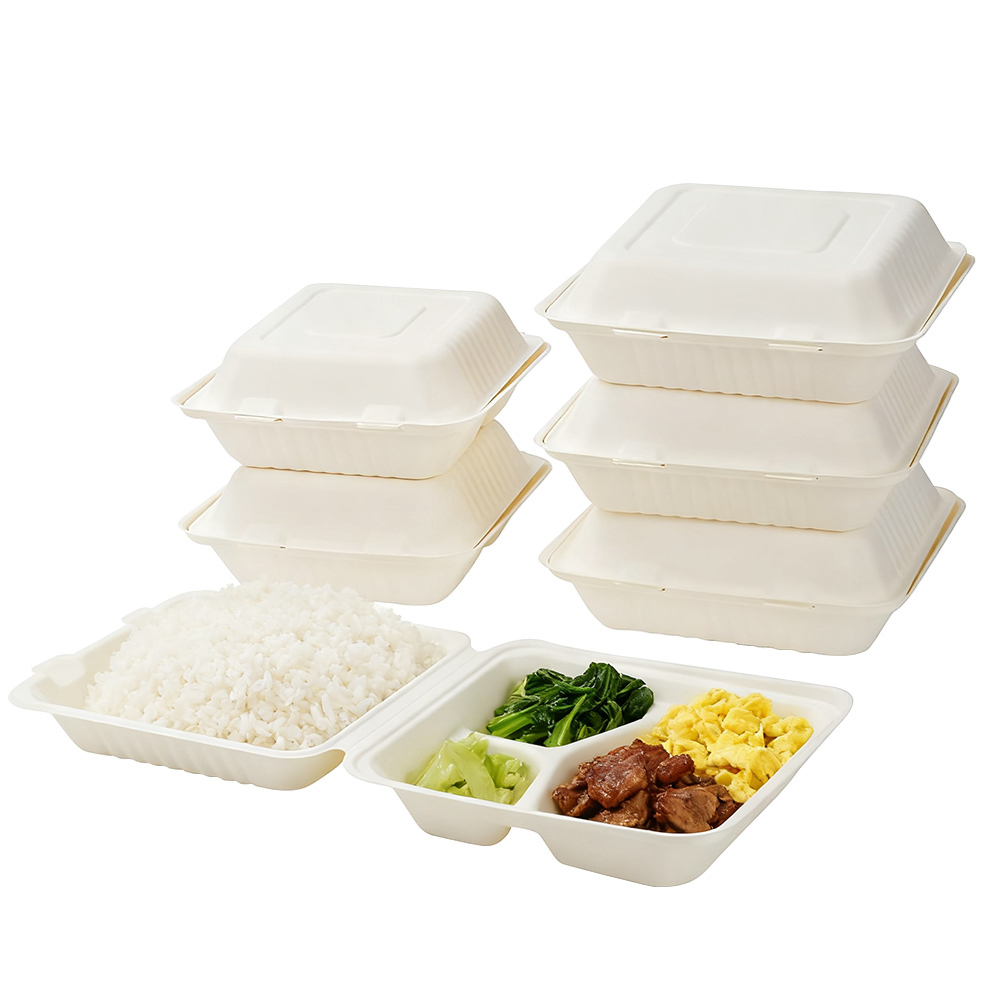 Avantages exceptionnels des boîtes en coquille en bagasse de canne à sucre pour usage alimentaire