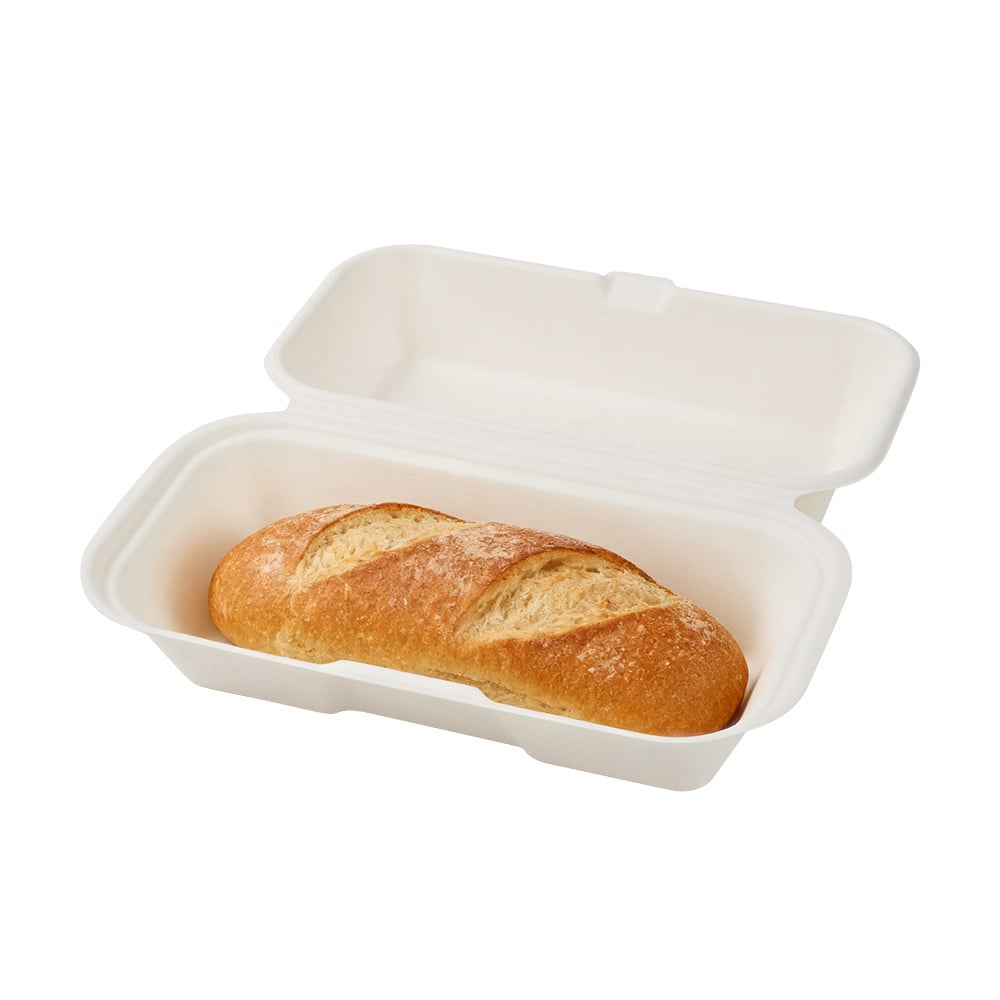 SUGARCANE BAGASSE CLAMSHELL BOXES - 450ml clamshell lunch box