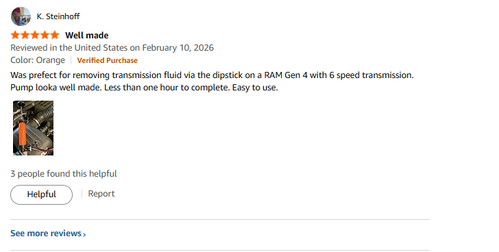 Amazon verified buyer review 5 — SMART JERRY manual siphon pump