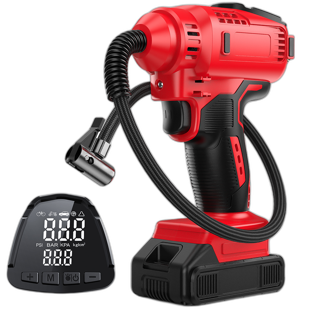 Handheld Cordless Tire Inflator with 20V Rechargeable Battery and 12V Car Power Adapter Digital Pressure Gauge 