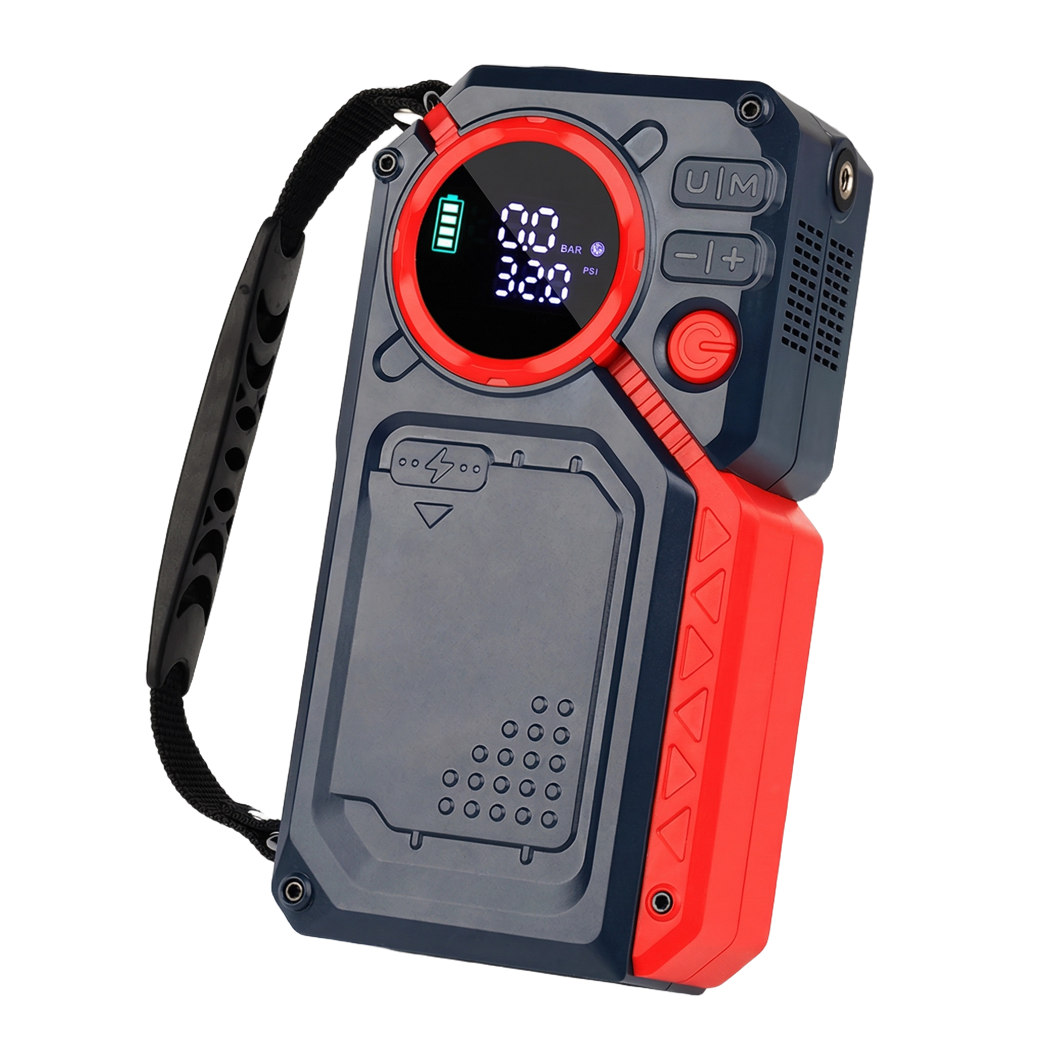 Tire Inflator With 12V Jump Starter for 7.0L Gasoline Vehicle, 150 PSI, Digital Pressure Gauge and LED light