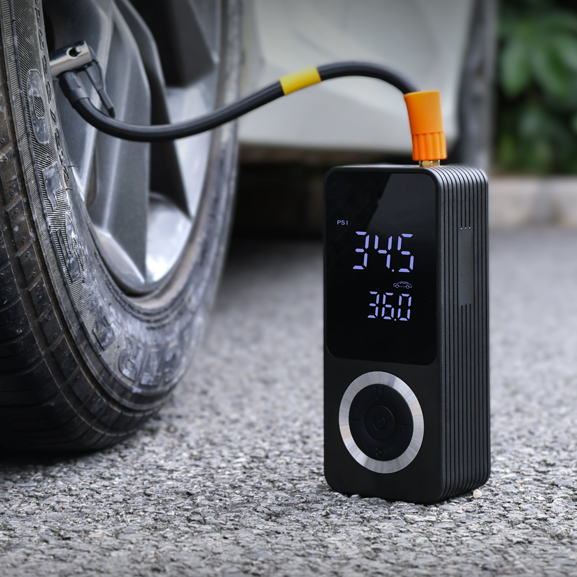 Portable Dual Power Tire Inflator with Power Bank and LED Lights, 100 PSI
