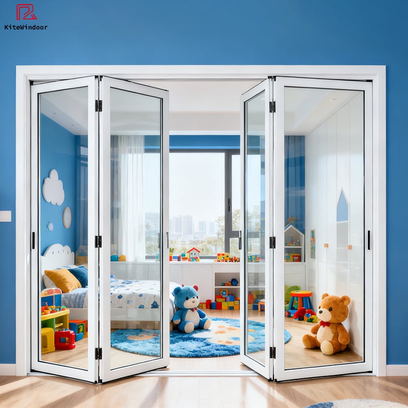 Modern Waterproof Bi Fold Doors Villa Exterior Patio Aluminum Foldable Door Partition Accordion Glass Folding Patio Doors System
