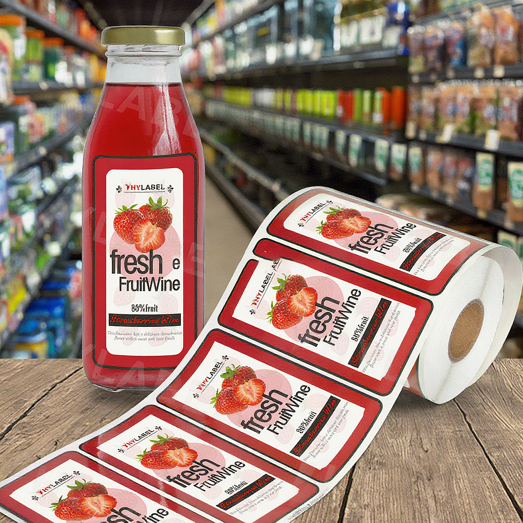 Maßgeschneiderte Aufkleber mit Logo Verpackungsklebeetikett Saftflaschenetikett Saftetikett Verpackungsaufkleber Lebensmittel- und Getränkeflaschenetikett