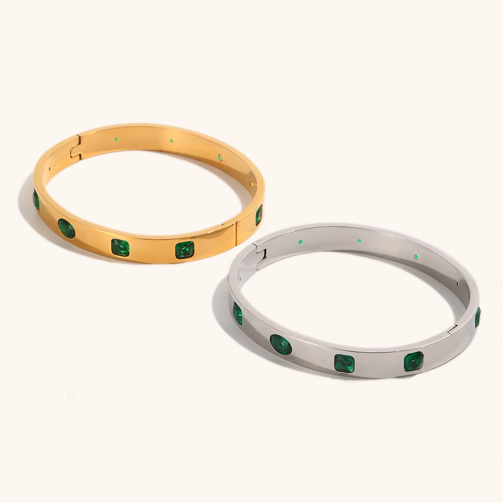 Geometric Zircon Cuff Bangle