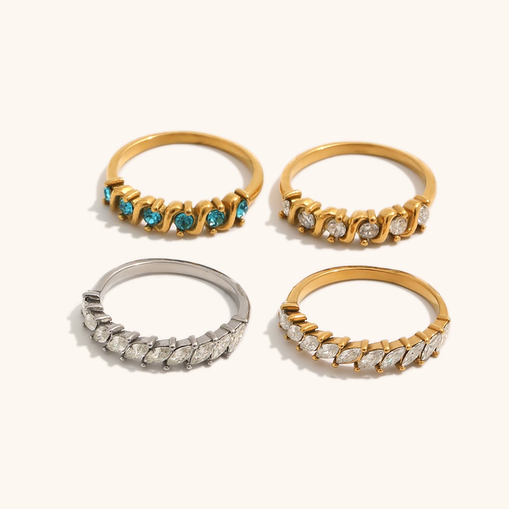 Dianty Marine Zircon Statement Rings