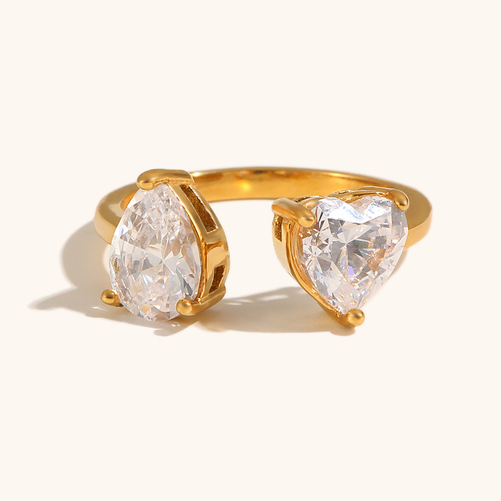 Pear-Cut Zircon Gold Plated Ring