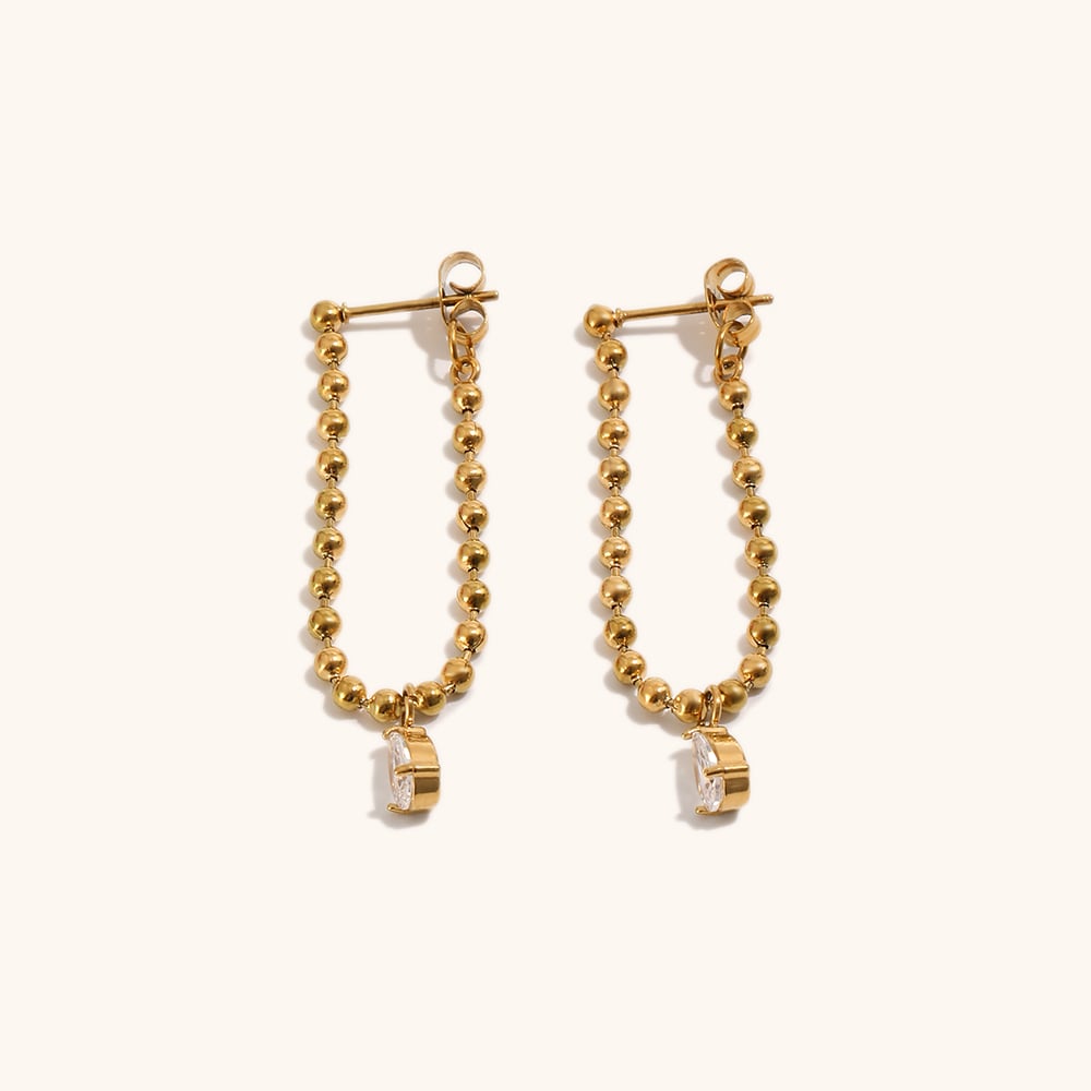 Bead Chain Zircon Tassel Earring
