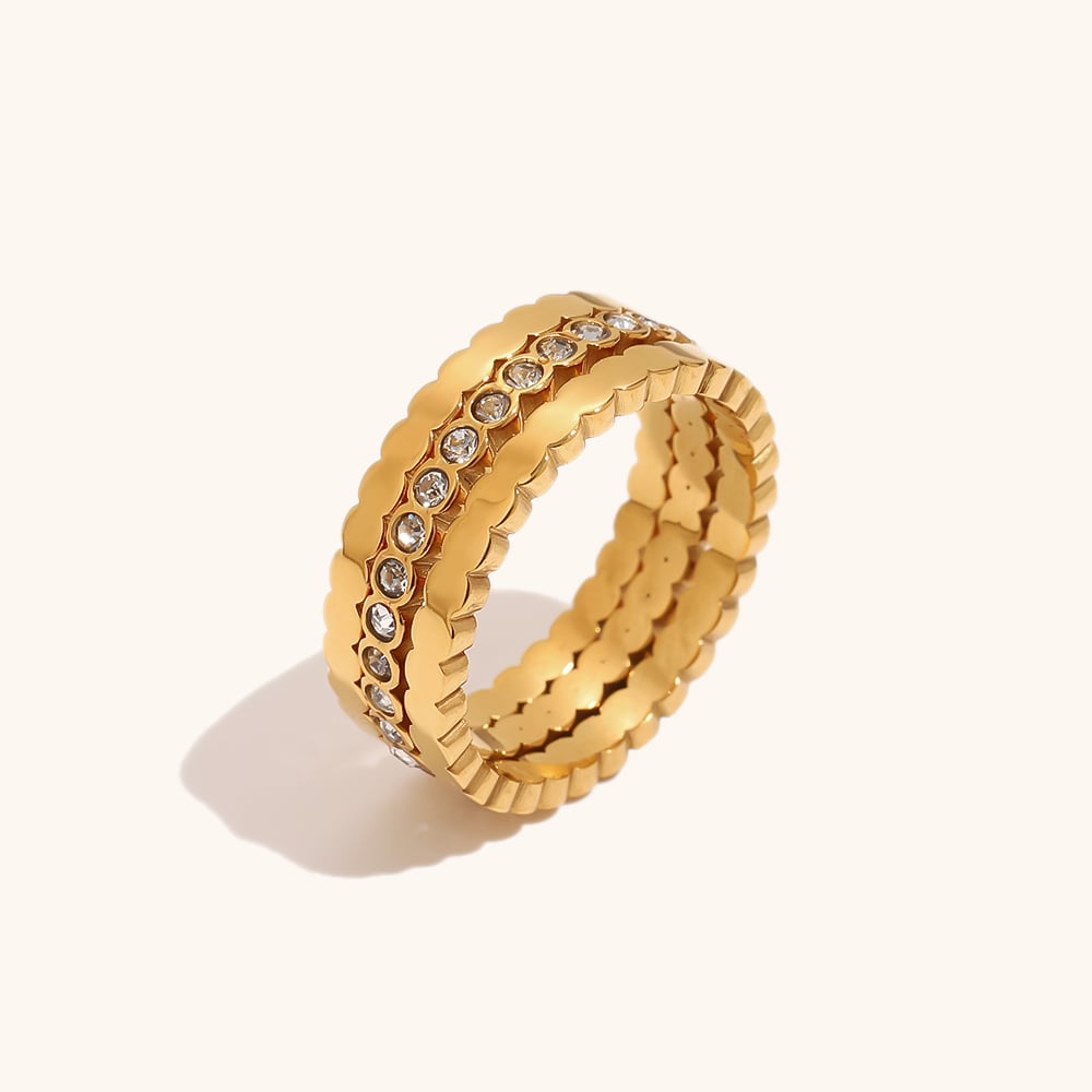 Three Layer Zircon Stacking Ring